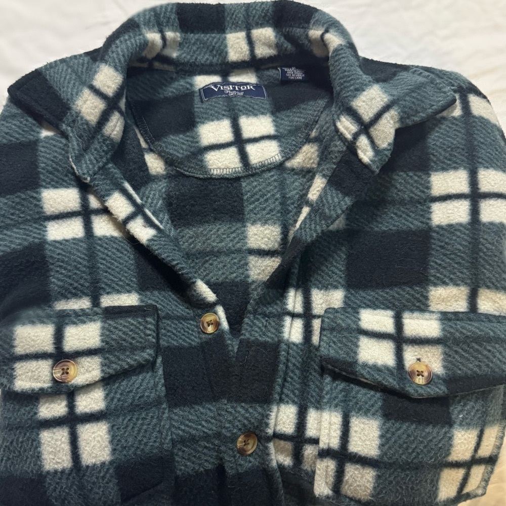Teal and White Mens lightweight flannel jacket